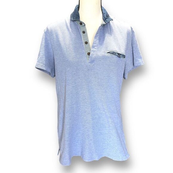 Saks Fifth‎ Avenue Trim Fit, Short Sleeve Collared Knit Top, Large - Picture 1 of 9